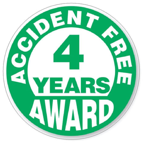 Accident Free 4 Year Award Hard Hat Decal Hard Hat Sticker Helmet Safety H51 - Winter Park Products