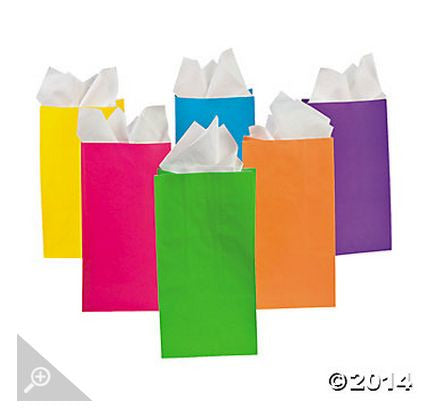 Assorted Neon Color Paper Bags AS LOW AS 26¢ ea - Winter Park Products