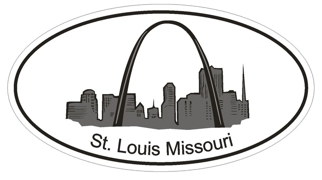 St Louis Missouri Oval Bumper Sticker or Helmet Sticker D1171 Gateway Arch - Winter Park Products