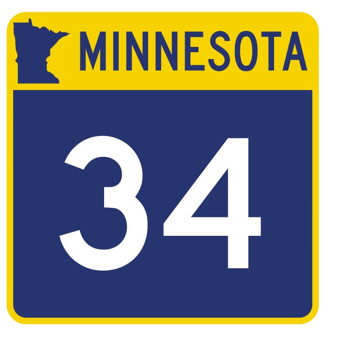 Minnesota State Highway 34 Sticker Decal R4729 Highway Route Sign
