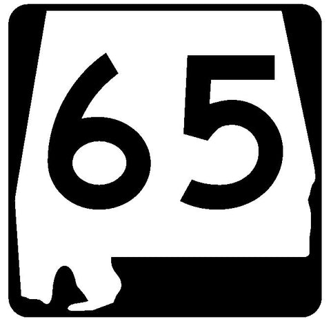 Alabama State Route 65 Sticker R4450 Highway Sign Road Sign Decal