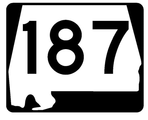 Alabama State Route 187 Sticker R4586 Highway Sign Road Sign Decal