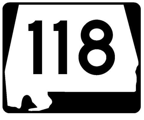 Alabama State Route 118 Sticker R4514 Highway Sign Road Sign Decal