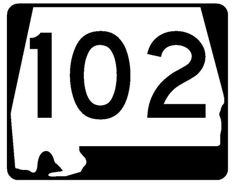 Alabama State Route 102 Sticker R4496 Highway Sign Road Sign Decal