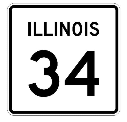 Illinois State Route 34 Sticker R4324 Highway Sign Road Sign Decal