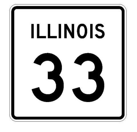Illinois State Route 33 Sticker R4323 Highway Sign Road Sign Decal