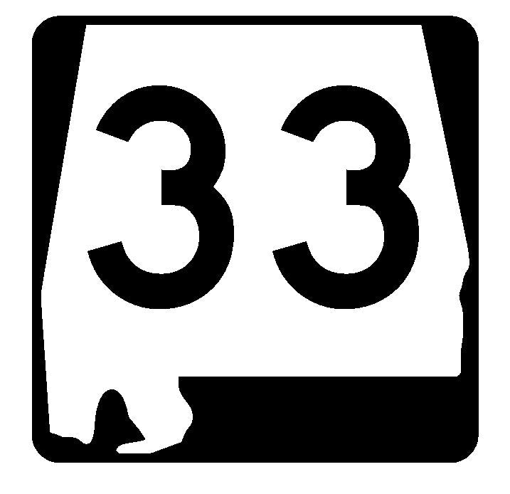 Alabama State Route 33 Sticker R4422 Highway Sign Road Sign Decal