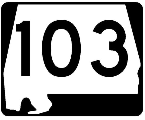 Alabama State Route 103 Sticker R4500 Highway Sign Road Sign Decal