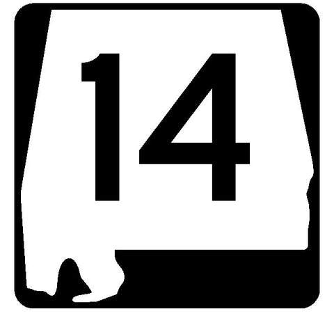 Alabama State Route 14 Sticker R4407 Highway Sign Road Sign Decal