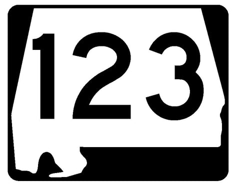 Alabama State Route 123 Sticker R4519 Highway Sign Road Sign Decal