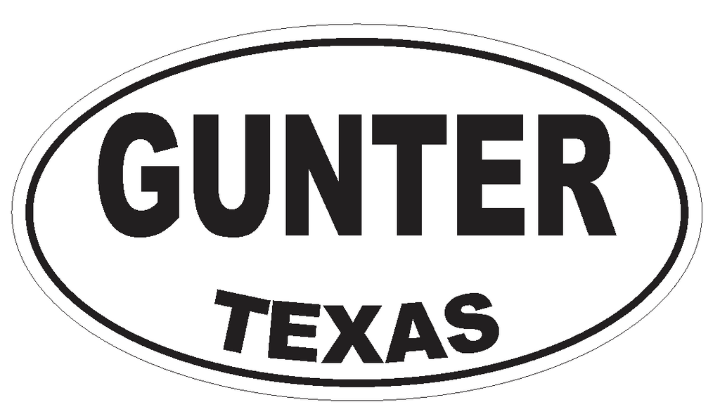 Gunter Texas Oval Bumper Sticker or Helmet Sticker D3438 Euro Oval - Winter Park Products