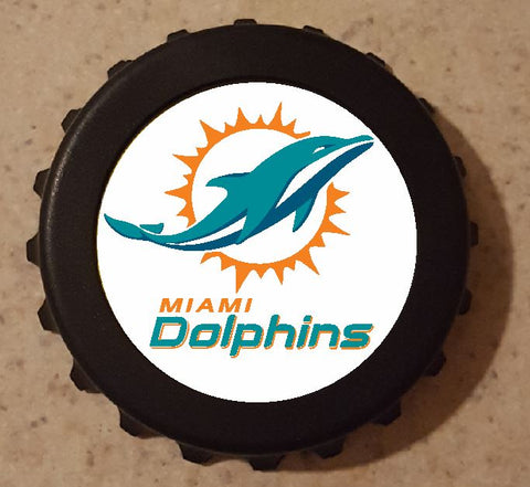 Miami Dolphins Bottle Opener Refrigerator Magnet 3" Bottle Cap Novelty B4