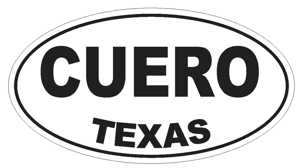 Cuero Texas Oval Bumper Sticker or Helmet Sticker D3236 Euro Oval - Winter Park Products