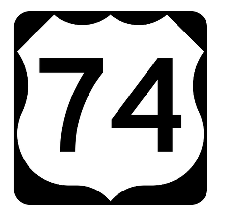 US Route 74 Sticker R1934 Highway Sign Road Sign - Winter Park Products