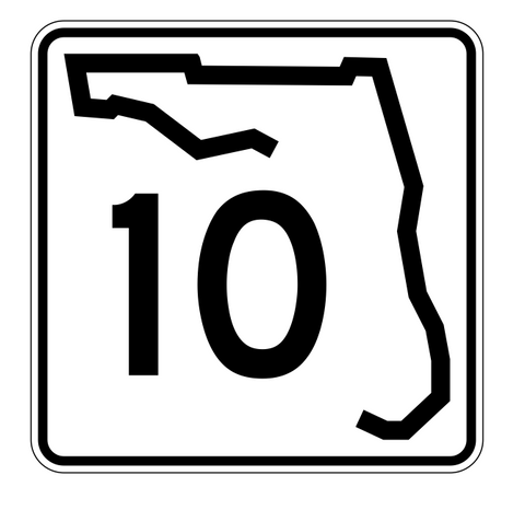 Florida State Road 10 Sticker Decal R1343 Highway Sign - Winter Park Products