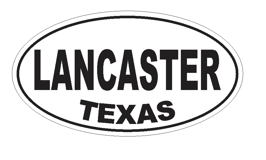 Lancaster Texas Oval Bumper Sticker or Helmet Sticker D3620 Euro Oval - Winter Park Products