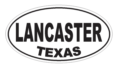 Lancaster Texas Oval Bumper Sticker or Helmet Sticker D3620 Euro Oval - Winter Park Products