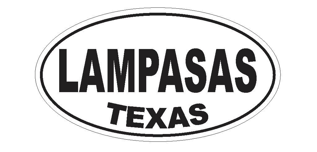 Lampasas Texas Oval Bumper Sticker or Helmet Sticker D3619 Euro Oval - Winter Park Products