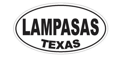 Lampasas Texas Oval Bumper Sticker or Helmet Sticker D3619 Euro Oval - Winter Park Products
