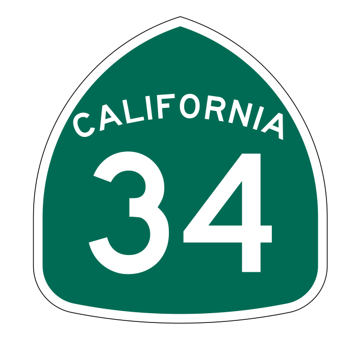 California State Route 34 Sticker Decal R1138 Highway Sign - Winter Park Products