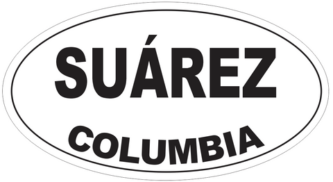 Suarez Columbia Oval Bumper Sticker or Helmet Sticker D4419