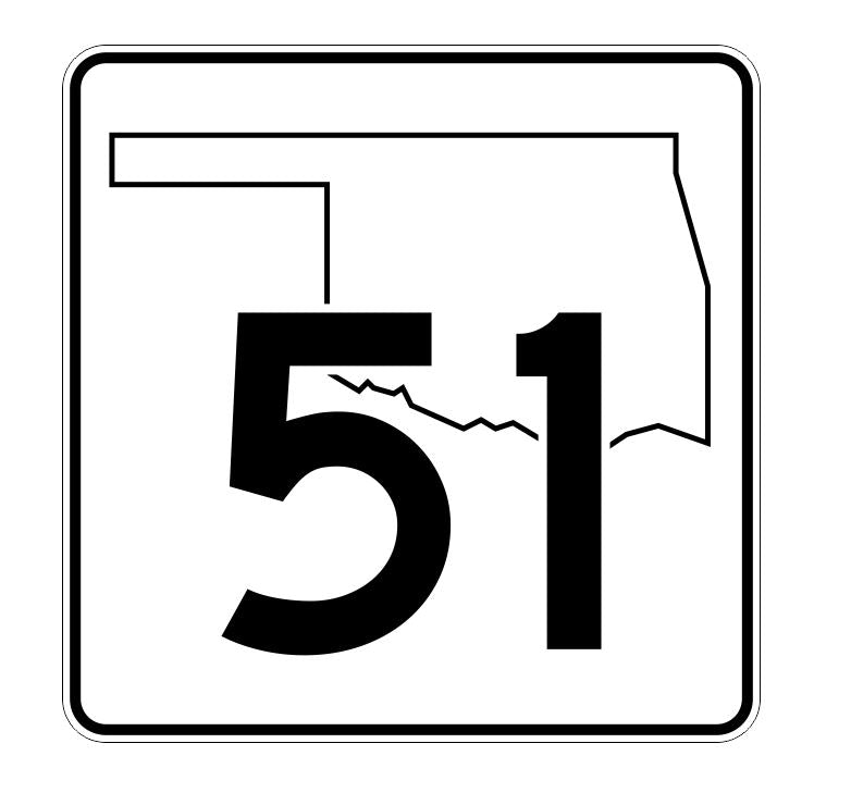 Oklahoma State Highway 51 Sticker Decal R5615 Highway Route Sign