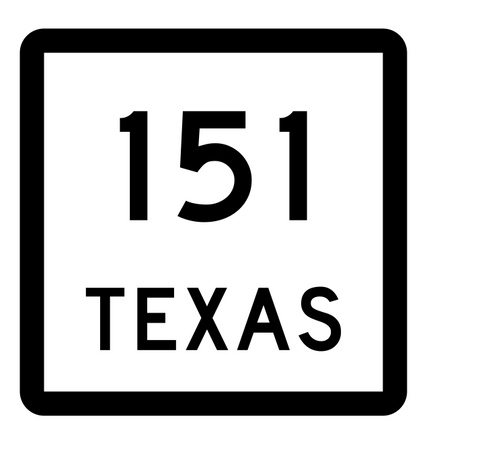 Texas State Highway 151 Sticker Decal R2450 Highway Sign - Winter Park Products