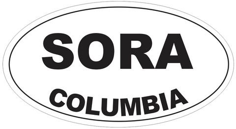 Sora Columbia Oval Bumper Sticker or Helmet Sticker D4352