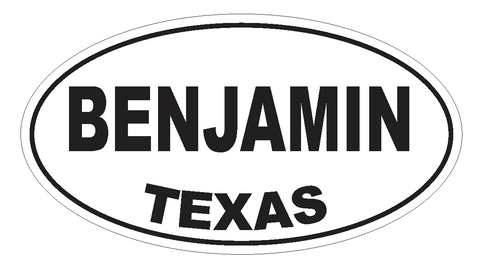 Benjamin Texas Oval Bumper Sticker or Helmet Sticker D3200 Euro Oval - Winter Park Products