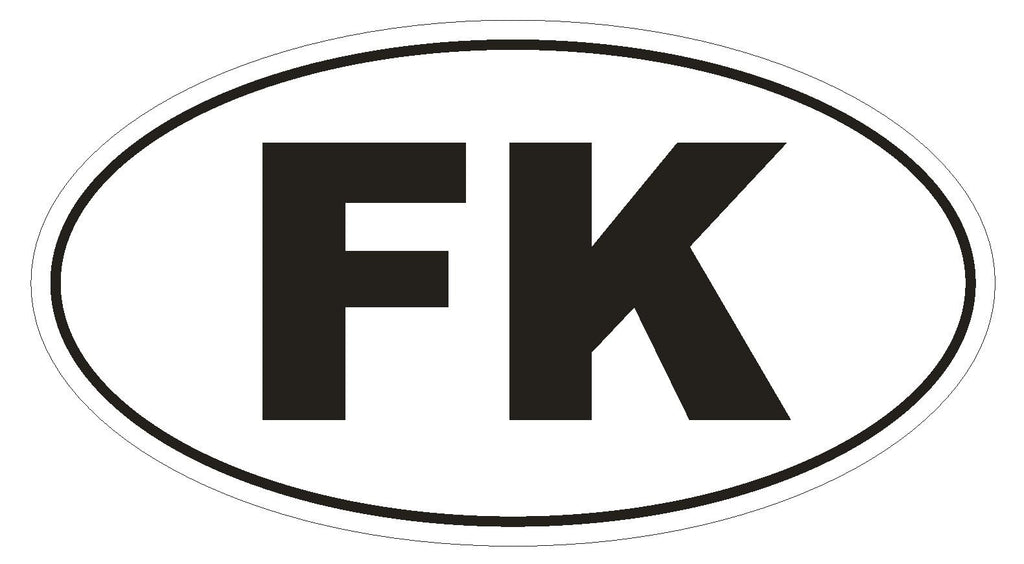 FK Falkland Islands Oval Bumper Sticker or Helmet Sticker D2054 Country Code - Winter Park Products