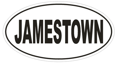 JAMESTOWN Oval Bumper Sticker or Helmet Sticker D1826 Euro Oval University - Winter Park Products