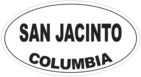 San Jacinto Columbia Oval Bumper Sticker or Helmet Sticker D4973