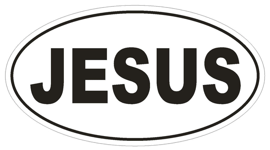 JESUS Oval Bumper Sticker or Helmet Sticker D534 Laptop Cell Religious Euro Oval - Winter Park Products