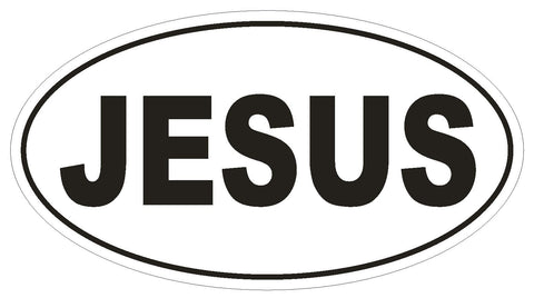 JESUS Oval Bumper Sticker or Helmet Sticker D534 Laptop Cell Religious Euro Oval - Winter Park Products