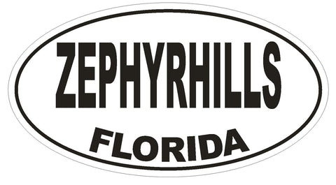 Zephyrhills Florida Oval Bumper Sticker or Helmet Sticker D1610 Euro Oval - Winter Park Products