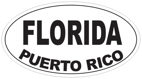 Florida Puerto Rico Oval Bumper Sticker or Helmet Sticker D4111