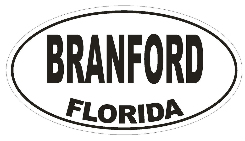 Branford Florida Oval Bumper Sticker or Helmet Sticker D1457 Euro Oval - Winter Park Products