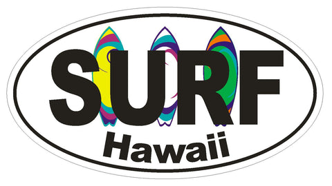 Surf Hawaii Oval Bumper Sticker or Helmet Sticker D1348 Surf Surfing Surfer - Winter Park Products
