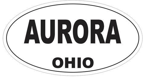 Aurora Ohio Oval Bumper Sticker or Helmet Sticker D6025