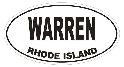 Warren Rhode Island Oval Bumper Sticker or Helmet Sticker D1502 Euro Oval - Winter Park Products