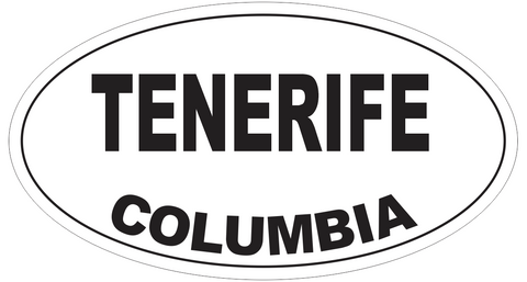 Tenerife Columbia Oval Bumper Sticker or Helmet Sticker D4564