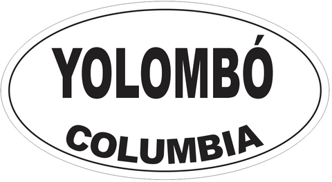 Yolombo Columbia Oval Bumper Sticker or Helmet Sticker D4254