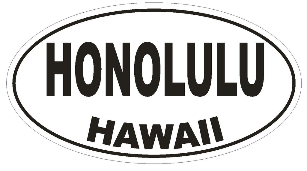 Honolulu Hawaii Oval Bumper Sticker or Helmet Sticker D1661 Euro Oval - Winter Park Products