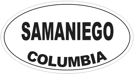 Samaniego Columbia Oval Bumper Sticker or Helmet Sticker D5476