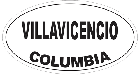 Villavicencio Columbia Oval Bumper Sticker or Helmet Sticker D4875