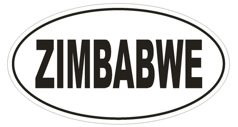 ZIMBABWE Oval Bumper Sticker or Helmet Sticker D2158 Euro Oval Country Code - Winter Park Products