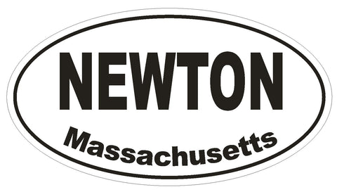 Newton Massachusetts Oval Bumper Sticker or Helmet Sticker D1445 Euro Oval - Winter Park Products