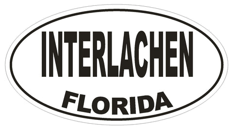 Interlachen Florida Oval Bumper Sticker or Helmet Sticker D1537 Euro Oval - Winter Park Products