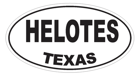 Helotes Texas Oval Bumper Sticker or Helmet Sticker D3486 Euro Oval - Winter Park Products
