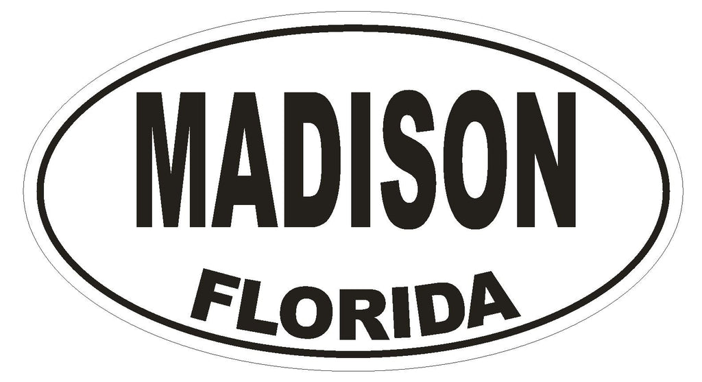 Madison Florida Oval Bumper Sticker or Helmet Sticker D1556 Euro Oval - Winter Park Products